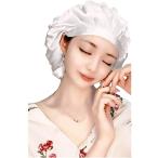 ナイトキャップ 30匁 天然シルク ショートゴム＆紐 MDM( ホワイト,  ワイド)