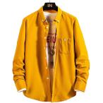 a spec rusio American Casual дизайн длинный рукав кнопка down рубашка модный tops мужской воротник имеется ходить на работу over ( Хромированный желтый, M)