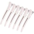 ダッカール プロ用 ヘアクリップ 美容師 業務用 滑り止めゴム付き( 白,  6本)
