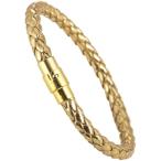  браслет мужской PU кожа вязаный магнитный браслет унисекс золотой накладывающийся установка нержавеющая сталь ( Gold, one размер )