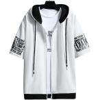 emptio короткий рукав Zip выше Parker модный Street внешний короткий рукав Parker белый ( свежий белый, 3XL)
