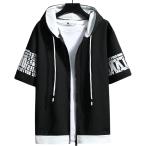 emptio короткий рукав Zip выше Parker модный Street внешний короткий рукав Parker черный ( натуральный черный, XL)