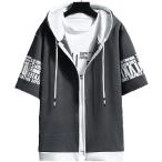 emptio короткий рукав Zip выше Parker модный Street внешний короткий рукав Parker серый (# темно-серый, 3XL)