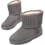 スロウアンドメロウムートンブーツ ショート リブ 暖かい シューズ アンクル(グレー 23cm,  23.5〜24.0 cm 1.5E)