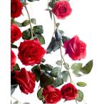 バラ 薔薇 ガーランド 造花 インテリア スワッグ 結婚式 パーティー 飾り付け 装飾 03 赤・レッド( 03 赤・レッド)