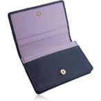 ショッピング名刺入れ 名刺入れ レディース 革 大容量 50枚収納 名刺ケース カードケース( ミッドナイトネイビー/パステルパープル)