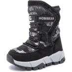 スノーブーツ キッズ 男の子 スノーシューズ 女の子 長靴 ジュニア 子供 防水 防寒 雪遊び (ブラック,  24.5 cm 2.5E)