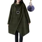 ニット チュニック レディース アシンメトリー ワンピース 長袖( カーキ,  2XL)