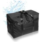 TeamOneDay 折りたたみ 旅行バッグ 大容量 防水 圧縮できるベルト キャリーオン ボストンバッグ(Black, 75L)