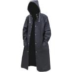 レインコート ロング丈 メンズ レインウェア 通勤 通学 雨具 カッパ フード付 レインポンチョ シンプル(ブラック, 2XL)
