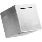 ショッピング貯金箱 開かない貯金箱 おしゃれ 札 お札 ステンレス 大容量 正方形(シルバー,  ワンサイズ)