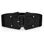 ショッピングサッシュベルト 太ベルト 幅広ベルト コルセットベルト ゴムベルト サッシュベルト レディース(ブラック,  Free Size)