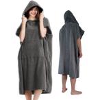  серфинг пончо . надеты изменение полотенце на липучке для взрослых sauna купальный халат женский мужской ( толстый темно-серый, Free Size)