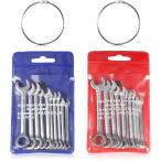 ミニスパナセット コンビスパナセット 10本組x2袋 4mm〜11mm 5/32〜7/16 片目 片口 収納袋付き(シルバー)