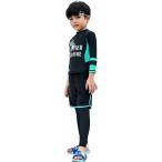  купальный костюм Kids 4 позиций комплект водонепроницаемый сумка имеется Rush Guard UV cut ученик начальной школы UPF50+ мужчина длинный рукав ( мужчина C модель, L)