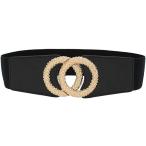 ゴムベルト 高見えベルト ウエストベルト 太ベルト 幅広ベルト サッシュベルト レディースベルト(ブラック,  Free Size)