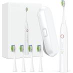 【Yahoo!ランキング1位入賞】電動歯ブラシ 音波歯ブラシ IPX8防水 5種類モード 3段階強度調節 充電式(ホワイト)