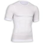 最安！メンズ コンプレッションウェア スリミングシャツ コルセット 半袖シェイプウェア( ホワイト, LL)