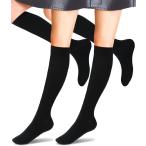 着圧ソックス ハイソックス レディース 立ち仕事 医療 看護師 オフィス 加圧ソックス 靴下 女性用( ブラック,  22-24cm)