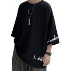  алфавит Logo вырез лодочкой cut and sewn casual свободно короткий рукав мужской ( черный, M)