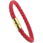  браслет мужской PU кожа вязаный магнитный браслет унисекс Gold золотой накладывающийся установка нержавеющая сталь ( красный, one размер )