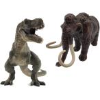 ティラノサウルス フィギュア マンモス 恐竜 おもちゃ きょうりゅう 6+ 緑ティラノサウルス+マンモス