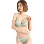 レディース ブラジャー ショーツ 上下 セット 下着 ランジェリー レース 女性(ペールグリーン,  A75)