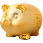 ショッピング貯金箱 豚の貯金箱 ゴールド ブタ pig 風水 財運 金運 商売繁盛 置物( 中)