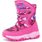 スノーブーツ キッズ 男の子 スノーシューズ 女の子 長靴 ジュニア 子供 防水 防寒 雪用 (濃いピンク,  23.0 cm 2.5E)