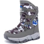 スノーブーツ キッズ 男の子 スノーシューズ 女の子 長靴 ジュニア 子供 防水 防寒 雪遊び (グレー,  23.0 cm 2.5E)