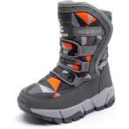 スノーブーツ キッズ 男の子 スノーシューズ 女の子 長靴 ジュニア 子供 防水 防寒 (グレーオレンジ,  19.0 cm 2.5E)