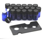 XPデザイン アロマ 平瓶 小分け ボトル 遮光瓶 オイル 詰替 ケース アロマオイル 香水 精油 耐熱ガラス (藍色2ml 18本/h)