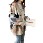 カーディガン アーガイル 秋冬 ニット 厚手 シンプル カジュアル( ベージュ,  M)