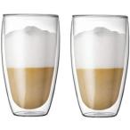 ダブルウォール グラス タンブラー 二重構造 耐熱 カップ 450ml 2個セット( 450ml 2個セット)