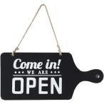 OPEN CLOSED 看板 木製 開店 閉店 ウッド インテリア 店舗 営業中 サイン プレート( ボード型黒)
