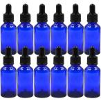 遮光瓶 スポイト付き アロマオイル 精油 詰め替え 保存用 ガラス製 12本セット (ブルー,  30ml)