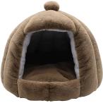 ドーム型ペットベッド 冬夏両用ペットクッション 猫 小型犬 兎 キャメル( キャメル)