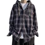  проверка образец рубашка Parker Bick Silhouette Street casual длинный рукав tops жакет верхняя одежда ( темно-синий, M)