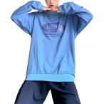 長袖 韓国風ロゴ入り 可愛い お洒落 スウェット 韓国ファッション レディース( ブルー,  M)