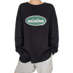 ロゴ入り 薄手 ロンT 韓国風 カジュアル 長袖 ゆったり 可愛い レディース( ブラック,  M)