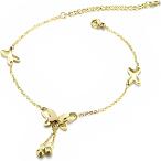 myaomyao super Cubic Zirconia Gold хирургический нержавеющая сталь k18 ножной браслет бабочка .( Gold, one размер )