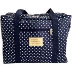 H&Co.select折りたたみ トラベルバッグ 大型 防水 ボストンバッグ キャリーオンバッグ( ネイビードット)