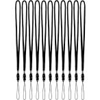 ショッピングネックストラップ ネックストラップ 脱着バックル式 先端着脱 取り外し可能 松葉紐 首周り80cm 首かけ 吊り下げ式(ブラック,  100本セット)