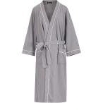 バスローブ ワッフル生地 薄手 夏 メンズ レディース ガウン 綿 部屋着 ルームウェア 優しい肌触り ホテル 吸水(グレー,  XL)