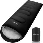 HAWK GEAR ホークギア 丸洗いできる寝袋 マミー型 シュラフ -15度耐寒 簡易防水 オールシーズン(ブラック（軽量タイプ）)