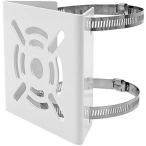 ポール 取付金具 防犯カメラ ハウジング ブラケット ステンレスバンド セット 円柱 角柱( オフホワイト,  ステンレスバンド付き)