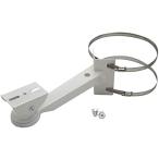 防犯カメラ ハウジング ブラケット 取付金具 ポール 円柱 角柱 屋外 取り付け 台 アーム(オフホワイト,  ステンレスバンド付き)