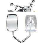 【互換品】オートバイ バイク メッキ スクエアー ミラー ショート M10mm 左右セット 汎用 タイプ CB400SF PCX 銀 シルバー