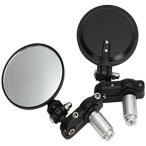 バイク ミラー 左右セット バーエンドミラー 汎用 丸形 折りたたみ式 ブラック (折りたたみ)