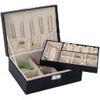 ジュエリーボックス アクセサリー コスメ メイク 小物入れ ケース マルチ 収納 宝石箱 収納箱 ピアス ネックレス 指輪(ブラック)